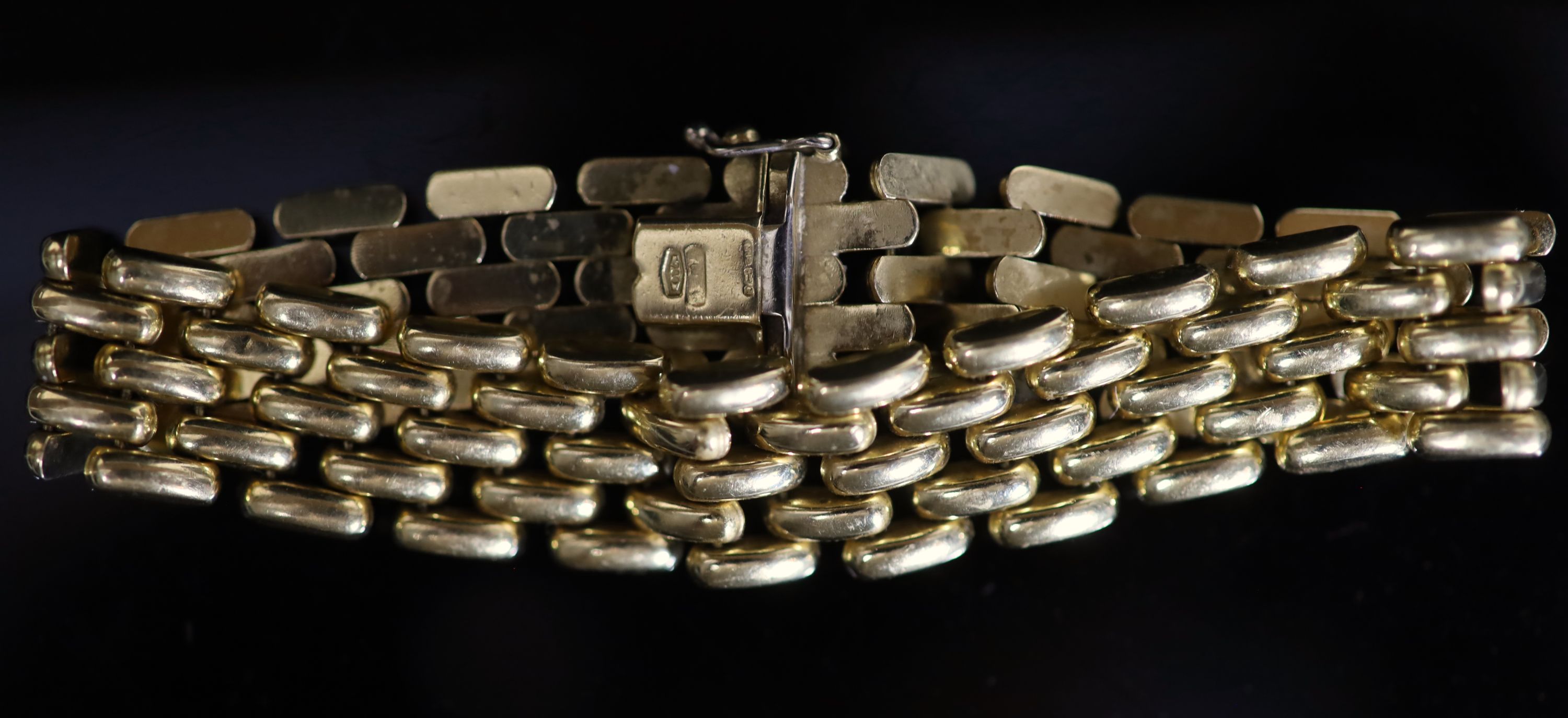 An Italian 18ct gold brick link bracelet,